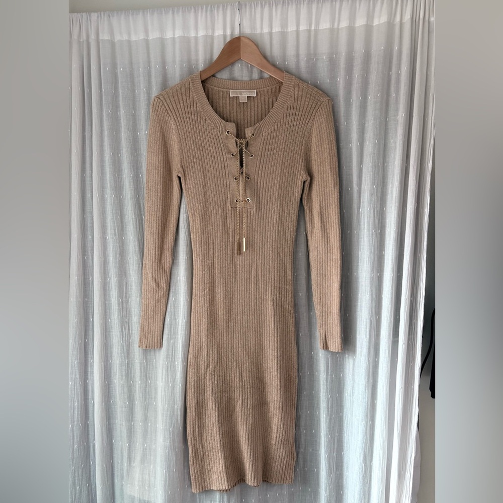 Michael Kors Tan Long Sleeve Knit Dress